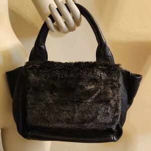 Yohji Yamamoto Black Bag with Plush Gray Accent